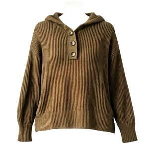 Rachel Zoe Olive-Green Hooded Sweater w/ 3 Buttons – Size S